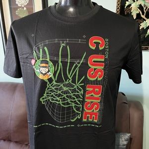BOSTON CELTICS "C Us Rise" Black T Shirt Size: LARGE, NEW